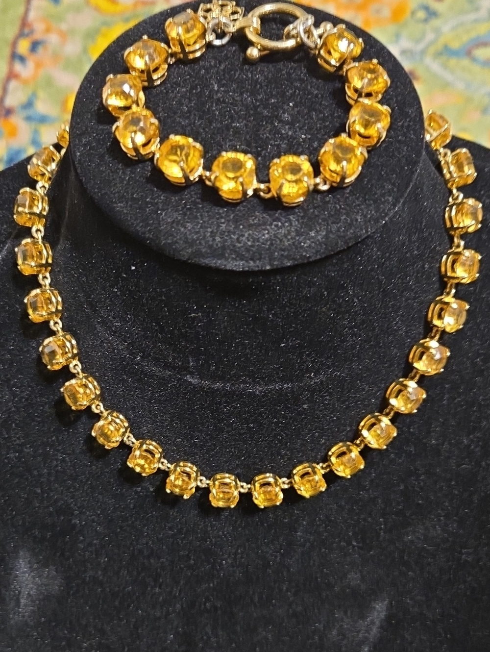 Ann Taylor Canary Topaz Collet Tennis Set 16" Extendable Choker & 7.5" Bracelet